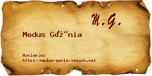 Medus Génia névjegykártya